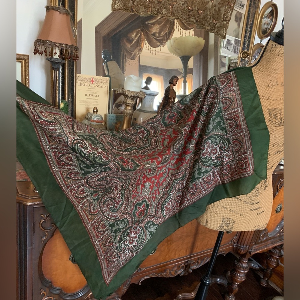 Vintage Boho Classic Silk Paisley Scarf Shawl